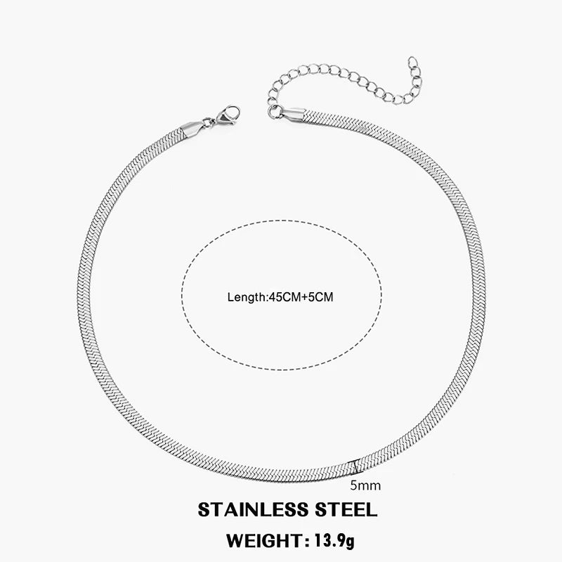 Collier ras-du-cou Herringbone — acier inoxydable or & argent, style chic et intemporel