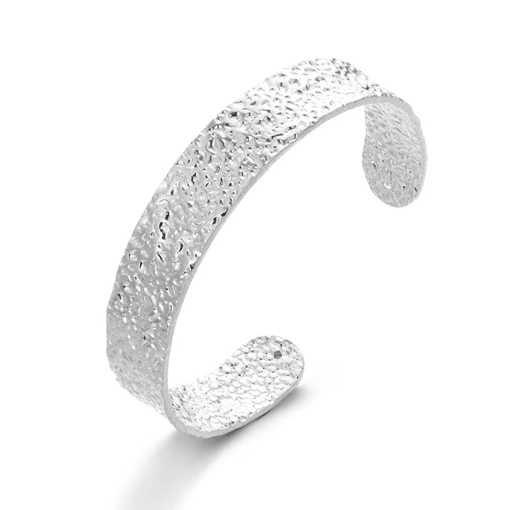 Bracelet jonc martelé — acier inoxydable doré, style chic & intemporel