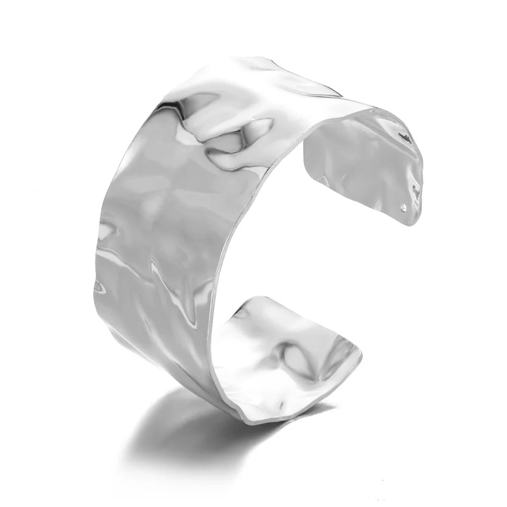 Bracelet jonc martelé — acier inoxydable doré, style chic & intemporel