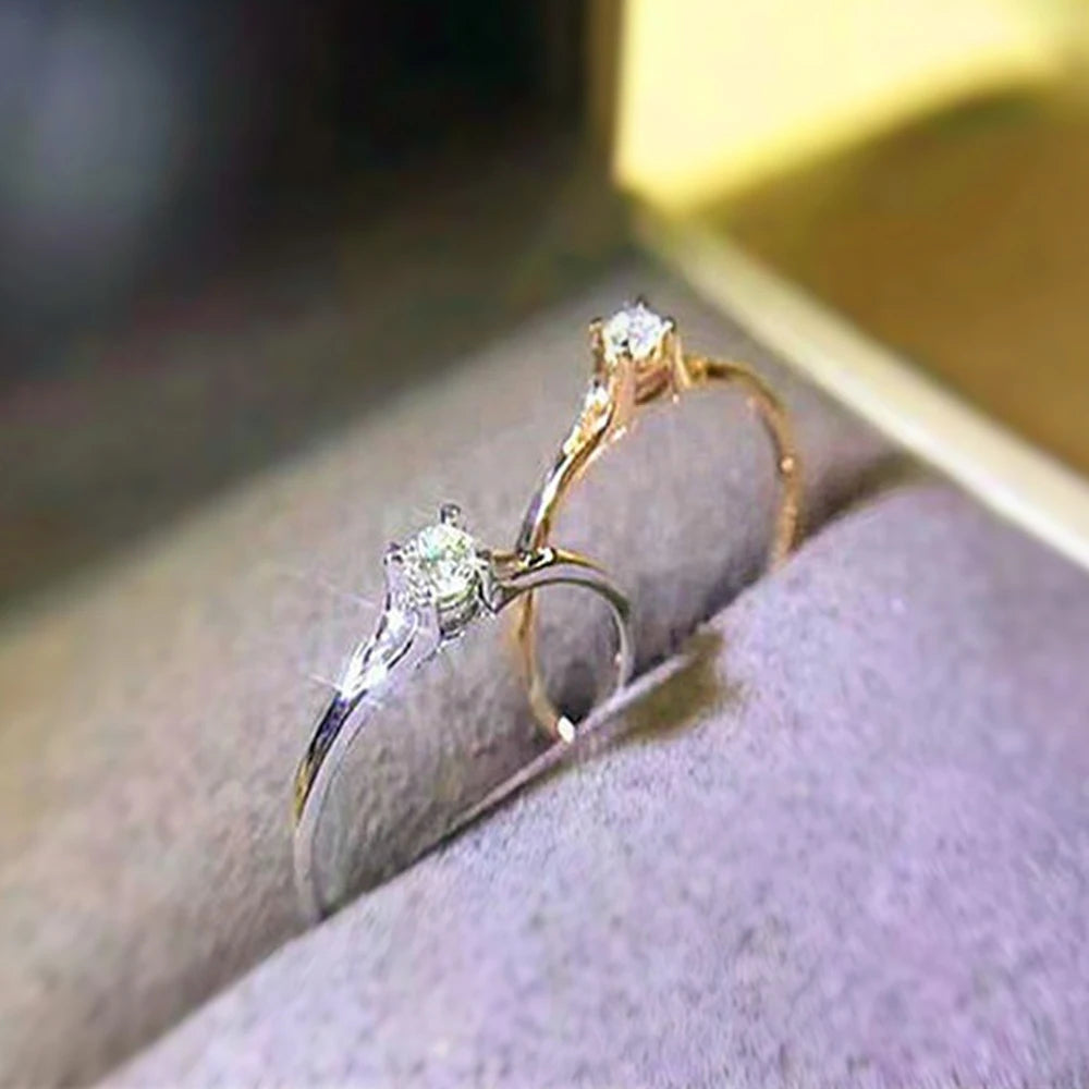 Bague minimaliste zircon 4 mm — élégance fine & féminine