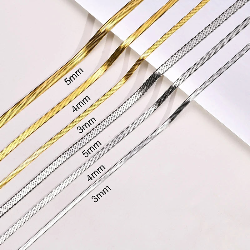 Collier ras-du-cou Herringbone — acier inoxydable or & argent, style chic et intemporel