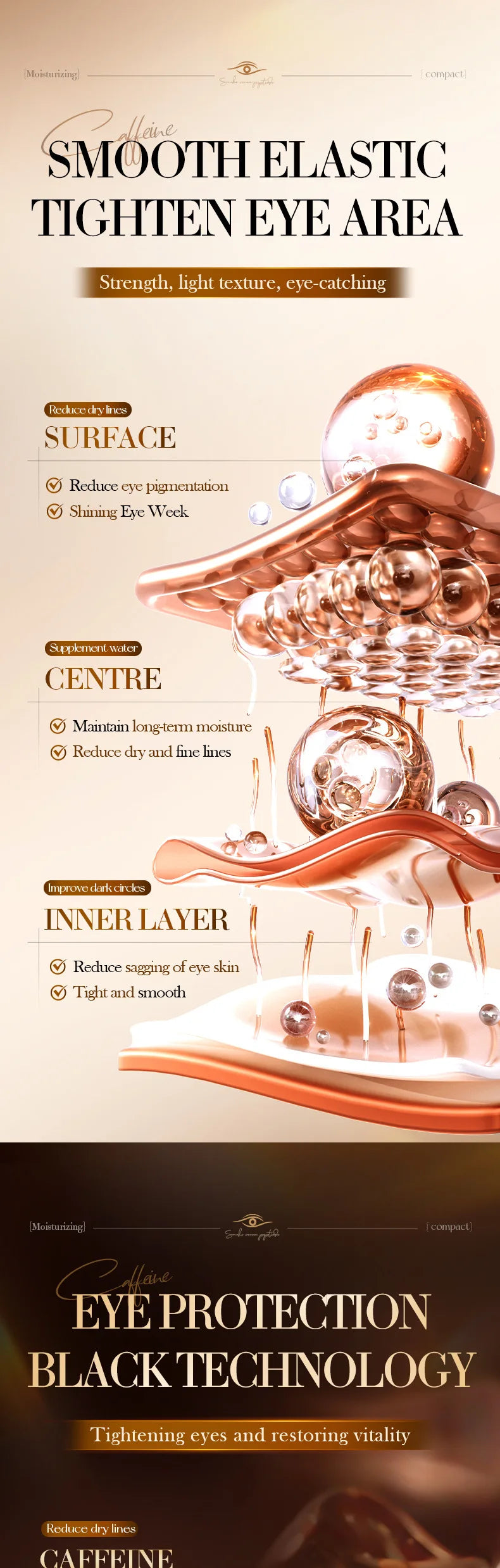 ARDENZIIA™ – Crème Contour des Yeux Anti-Cernes & Anti-Rides au Peptide & Caféine | Hydratation & Fermeté