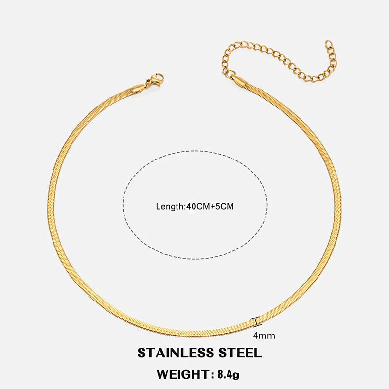 Collier ras-du-cou Herringbone — acier inoxydable or & argent, style chic et intemporel