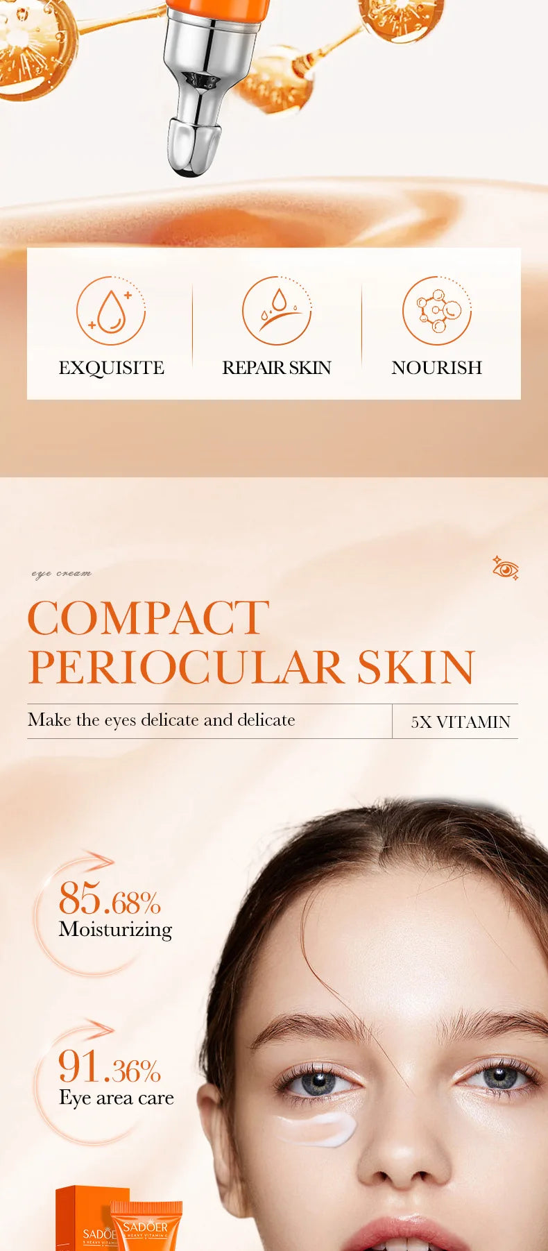 💎 ARDENZIIA™ – SADOER Crème Contour des Yeux à la Vitamine C | Anti-Cernes, Poches & Rides