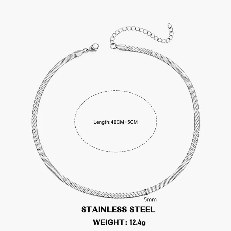 Collier ras-du-cou Herringbone — acier inoxydable or & argent, style chic et intemporel