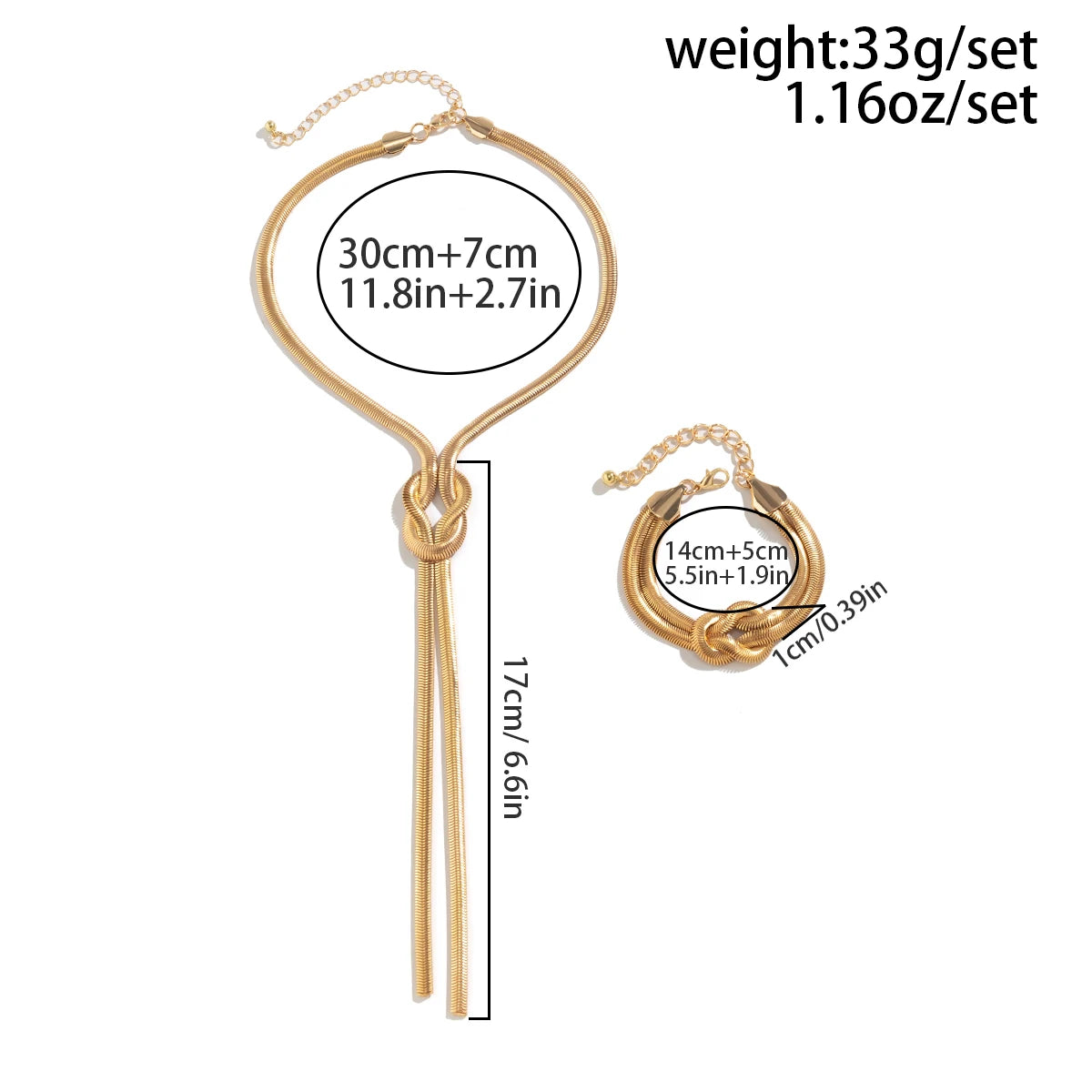 Parure 2 pièces — collier serpent torsadé & bracelet assorti, acier doré élégant