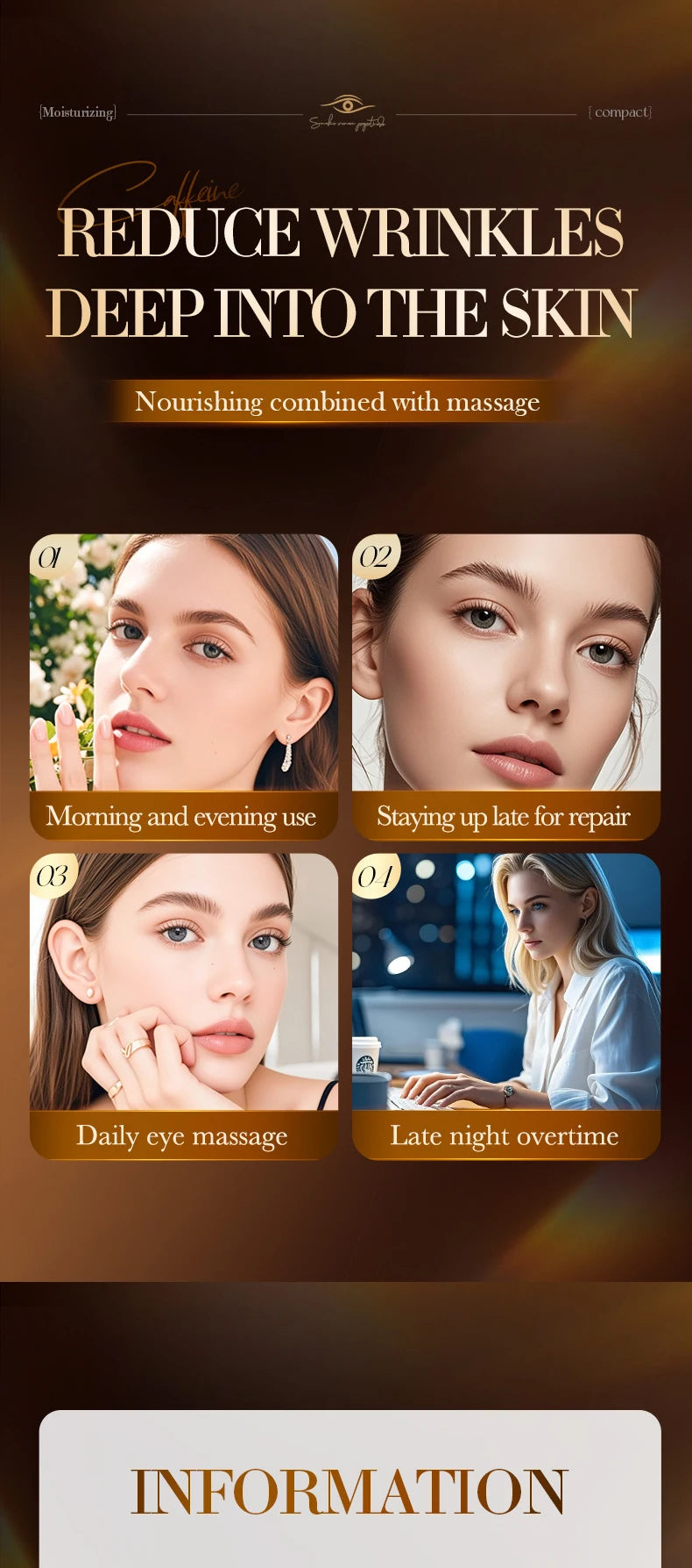 ARDENZIIA™ – Crème Contour des Yeux Anti-Cernes & Anti-Rides au Peptide & Caféine | Hydratation & Fermeté