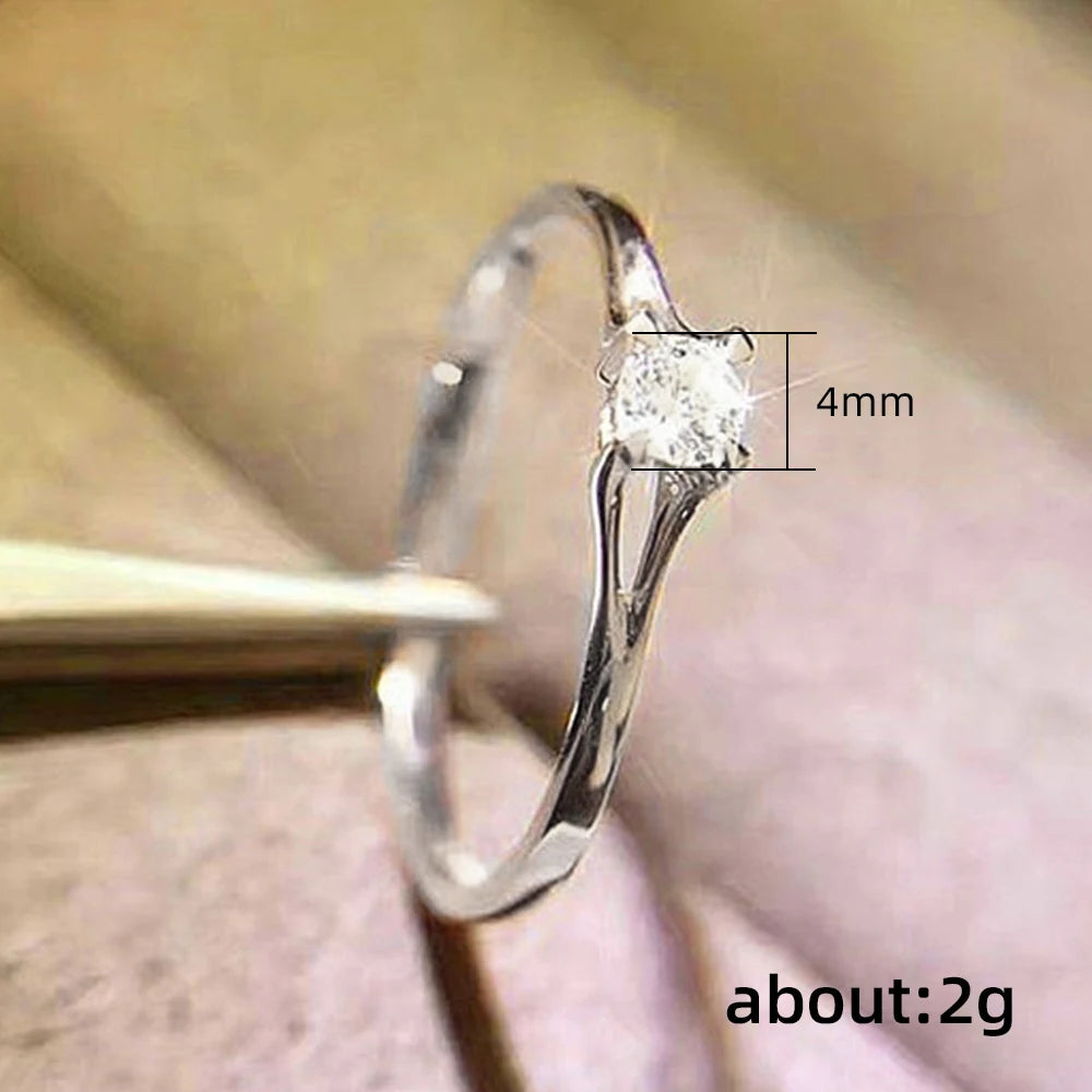 Bague minimaliste zircon 4 mm — élégance fine & féminine