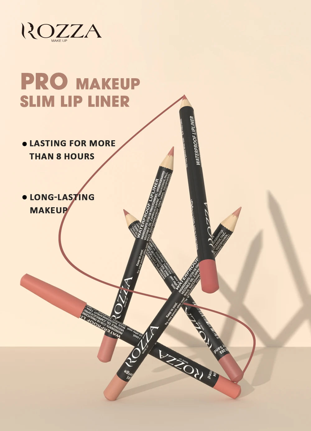 ARDENZIIA™ Set de 6 Crayons Contour des Lèvres ROZZA – Waterproof & Haute Précision