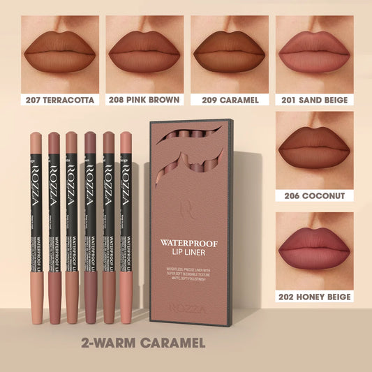ARDENZIIA™ Set de 6 Crayons Contour des Lèvres ROZZA – Waterproof & Haute Précision