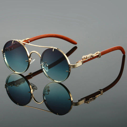 Lunettes de soleil rondes vintage KAMMPT — style rétro élégant, monture métal & protection UV