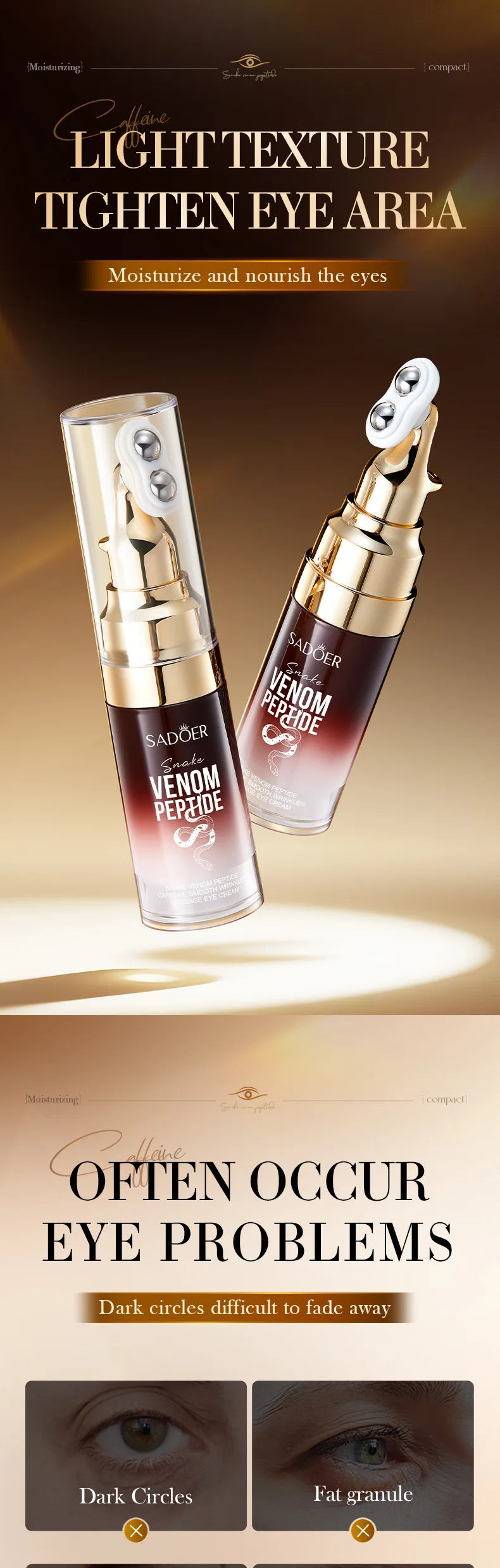 ARDENZIIA™ – Crème Contour des Yeux Anti-Cernes & Anti-Rides au Peptide & Caféine | Hydratation & Fermeté